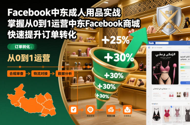 Facebook中东成人用品实战，掌握从0到1运营中东Facebook商城，快速提升订单转化-九节课