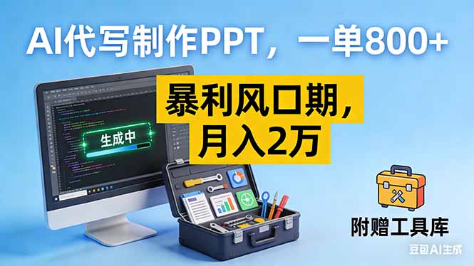 （16967期）AI代写制作PPT，一单800+， 暴利风口期，月入2万【附工具】-九节课