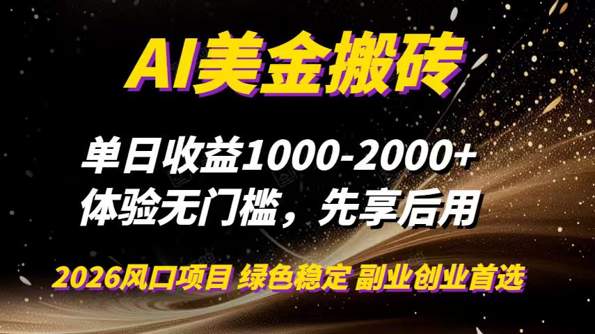 (16972期)AI美金搬砖,单日收益1000-2000+,2025风口项目,可以副业,可以全职,可以工作室放大-九节课