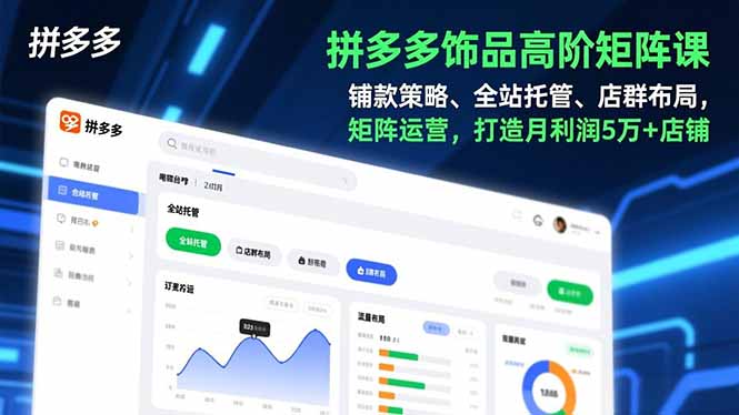 （16915期）拼多多饰品高阶矩阵课，铺款策略、全站托管、店群布局，矩阵运营，打造月利润5万+店铺-九节课