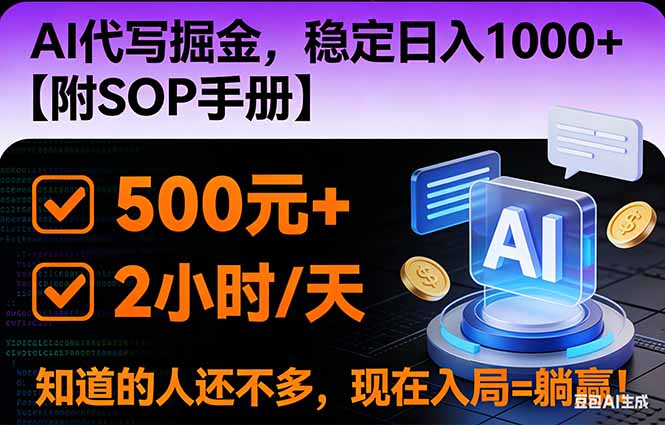 (16841期)2026风口项目,AI代写掘金,稳定日入1000+,掌握核心技能【附SOP手册】-九节课