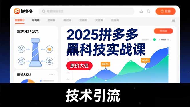 （16977期）2025拼多多黑科技实战课，擎天柱玩法、爆流SKU、原价大促，技术引流，单店日销轻松破千单-九节课