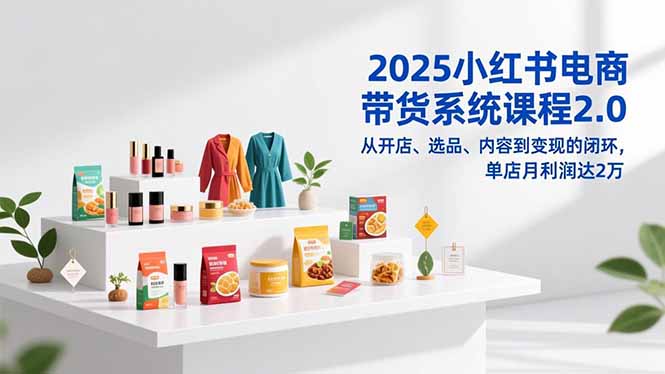 （16880期）2025小红书电商带货系统课程2.0，从开店、选品、内容到变现的闭环，单店月利润达2万-九节课