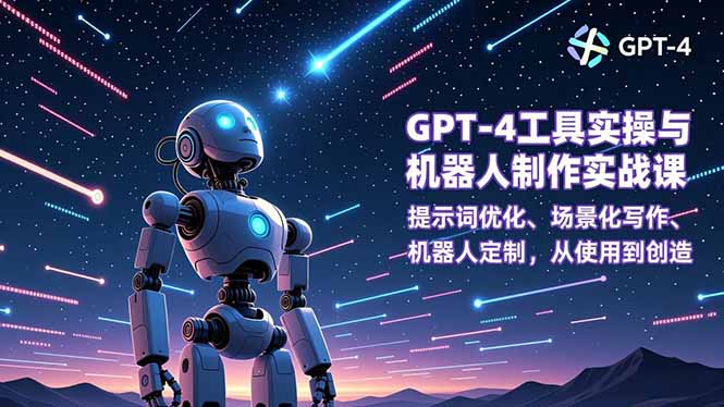(16837期)GPT-4工具实操与机器人制作实战课:提示词优化、场景化写作、机器人定制,从使用到创造-九节课