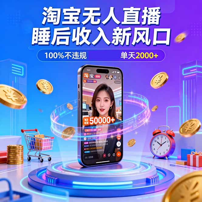 (16822期)淘宝无人直播,不违规不封号,直播100小时卖了5万,年底旺季!-九节课