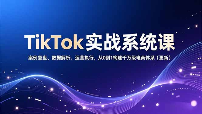 （16918期）TikTok实战系统课，案例复盘、数据解析、运营执行，从0到1构建千万级电商体系（更新）-九节课