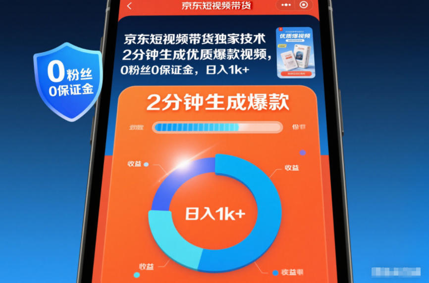 京东短视频带货独家技术,2分钟生成一条优质爆款视频,0粉丝0保证金,日入1k+【揭秘】-九节课