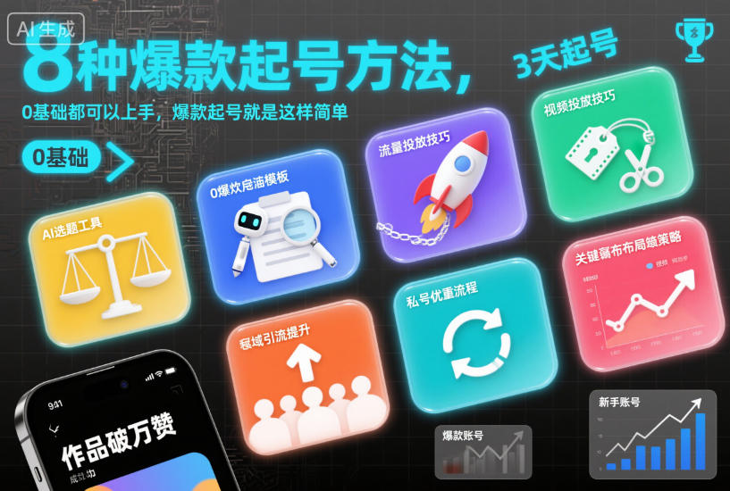 8种爆款起号方法,0基础都可以上手,爆款起号就是这样简单-九节课