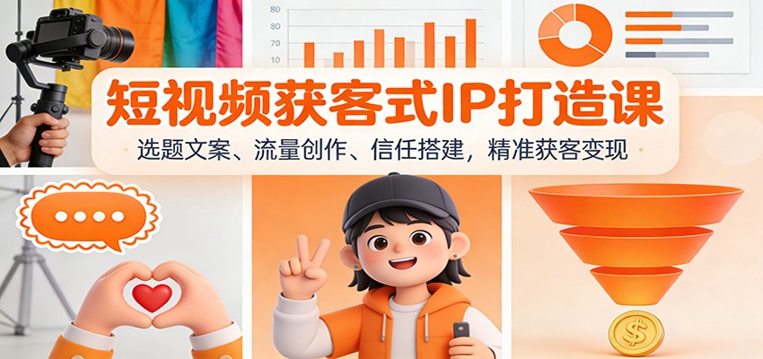 短视频获客式IP打造课：选题文案、流量创作、信任搭建，精准获客变现-九节课