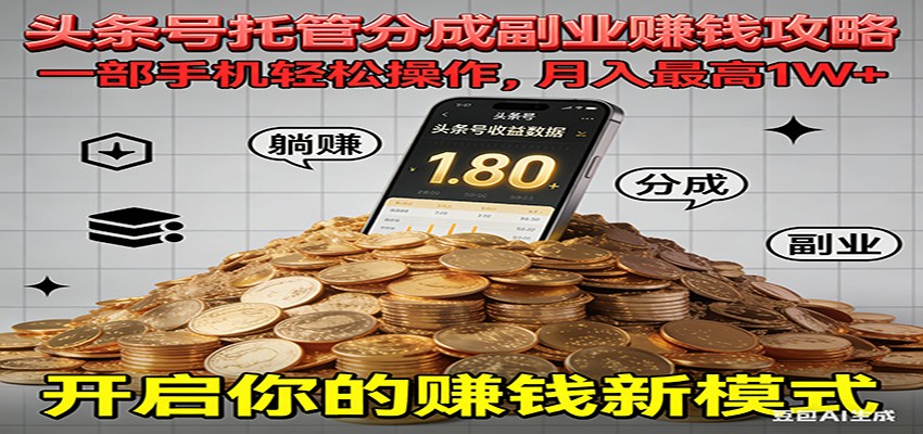 全程托管今日头条,一部手机就可以开干,最高躺赚1W+-九节课