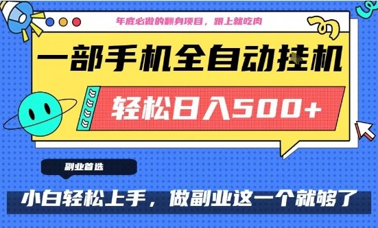 年底必做翻身项目，只需一部手机，每天操作十几分钟，轻松日入500+【揭秘】-九节课