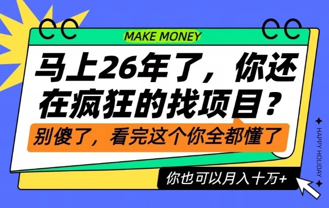 26年了,不要再疯狂的找项目了,看完这个你也可以月入十个W【揭秘】-九节课