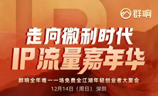 2025ip嘉年华万人12月14深圳线下课，走向微利时代，IP流量嘉年华，实操性极强的商业干货课-九节课
