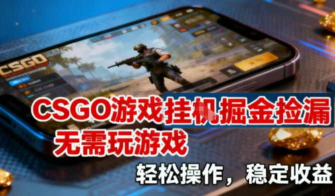 CSGO游戏挂G掘金捡漏，不需要玩游戏，操作简单，收益稳定【揭秘】-九节课