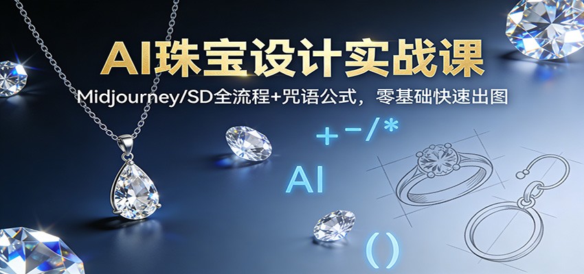 AI珠宝设计实战课:Midjourney/SD全流程+咒语公式,零基础快速出图-九节课