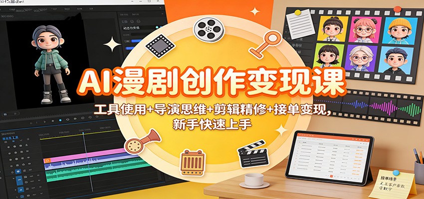 AI漫剧创作变现课:工具使用+导演思维+剪辑精修+接单变现,新手快速上手-九节课