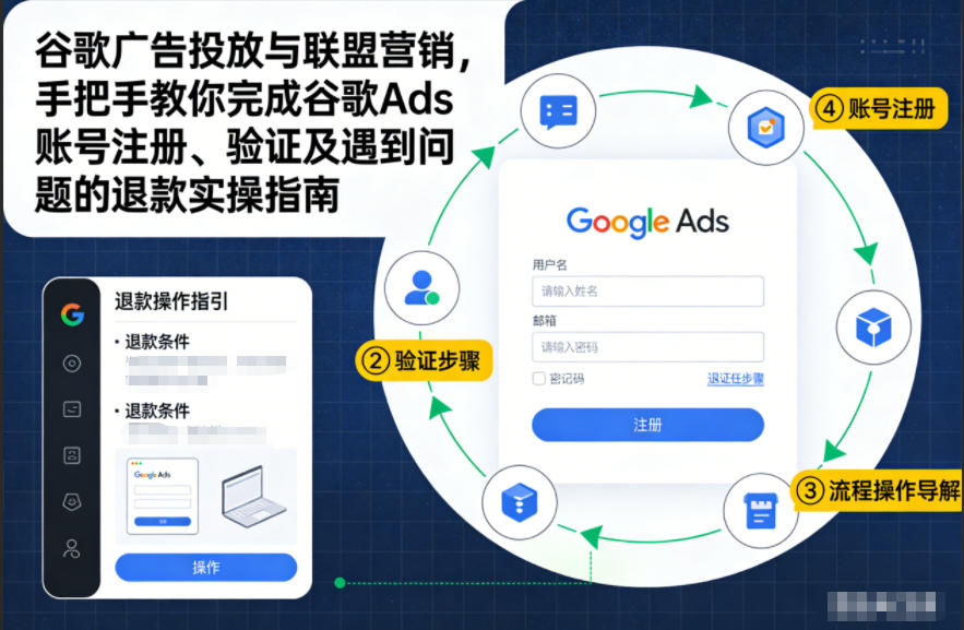 谷歌广告投放与联盟营销，手把手教你完成谷歌Ads账号注册、验证及遇到问题的退款实操指南-九节课