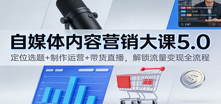 自媒体内容营销大课5.0:定位选题+制作运营+带货直播,解锁流量变现全流程-九节课