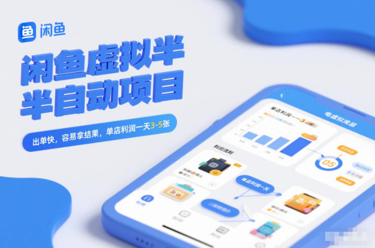 闲鱼虚拟半自动项目，出单快，容易拿结果，单店利润一天3-5张-九节课