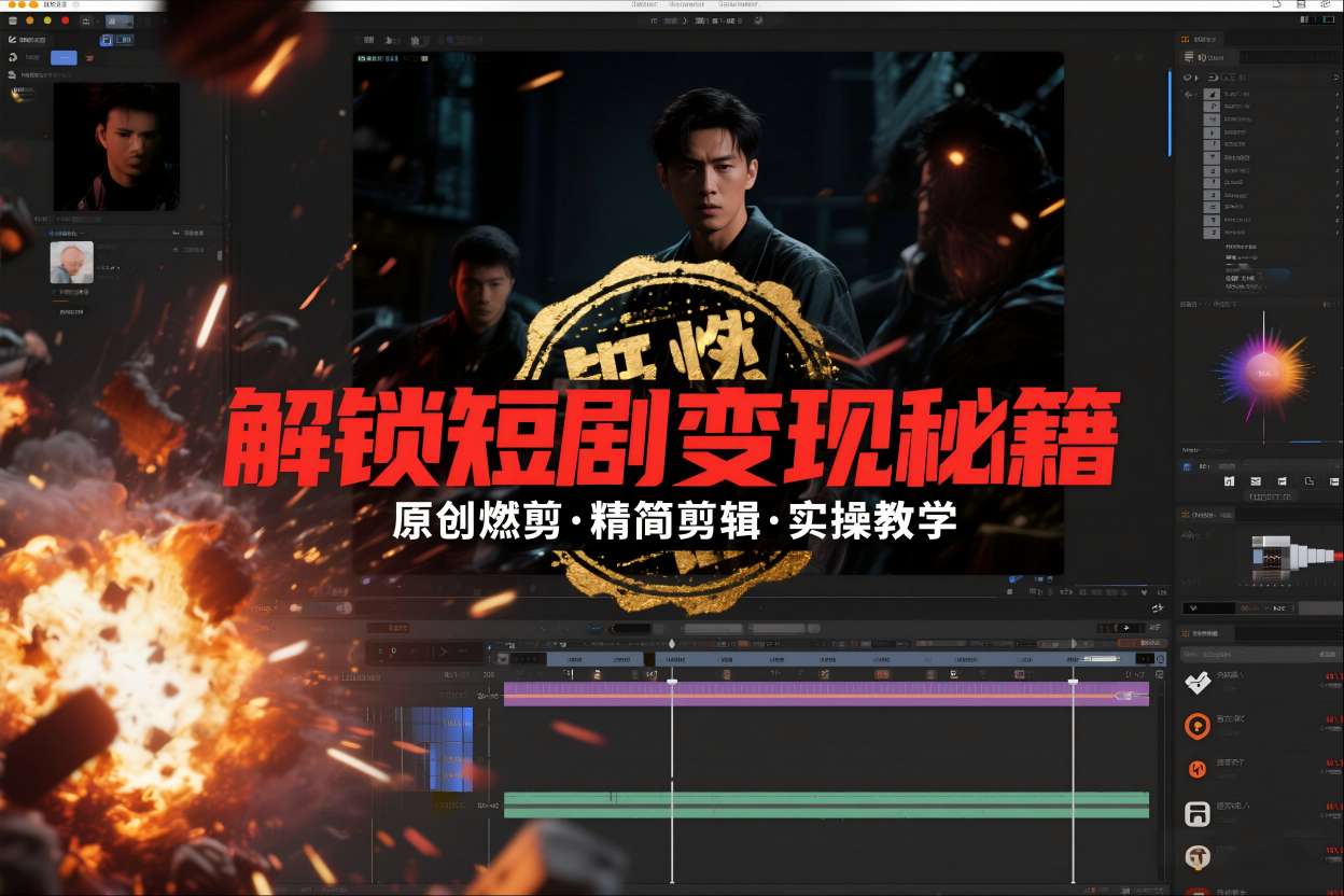 短剧拉新之原创燃剪精简剪辑实操课，解锁短剧变现秘籍-九节课