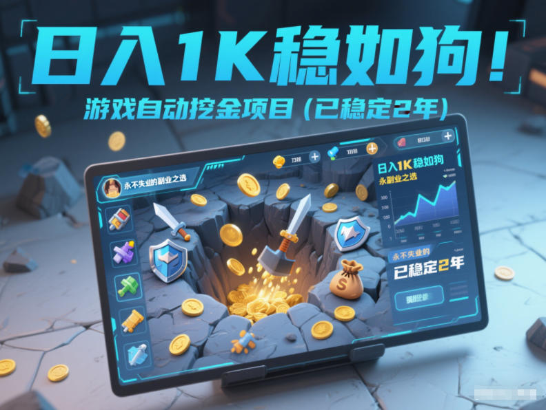 日入1K稳如狗！游戏自动挖金项目（已稳定2年），永不失业的副业之选【揭秘】-九节课