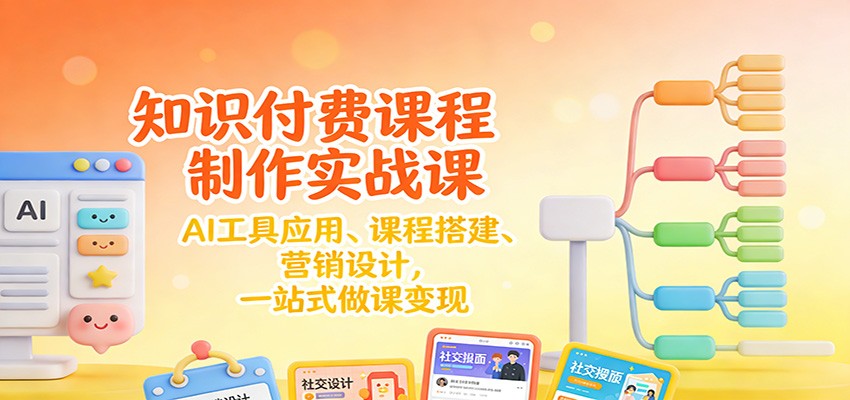 知识付费课程制作实战课：AI工具应用 、课程搭建、营销设计，一站式做课变现-九节课