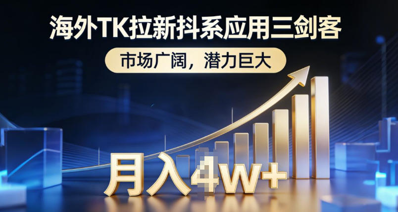 海外TK拉新抖系应用三剑客，市场广阔，潜力巨大，月入1w+-九节课