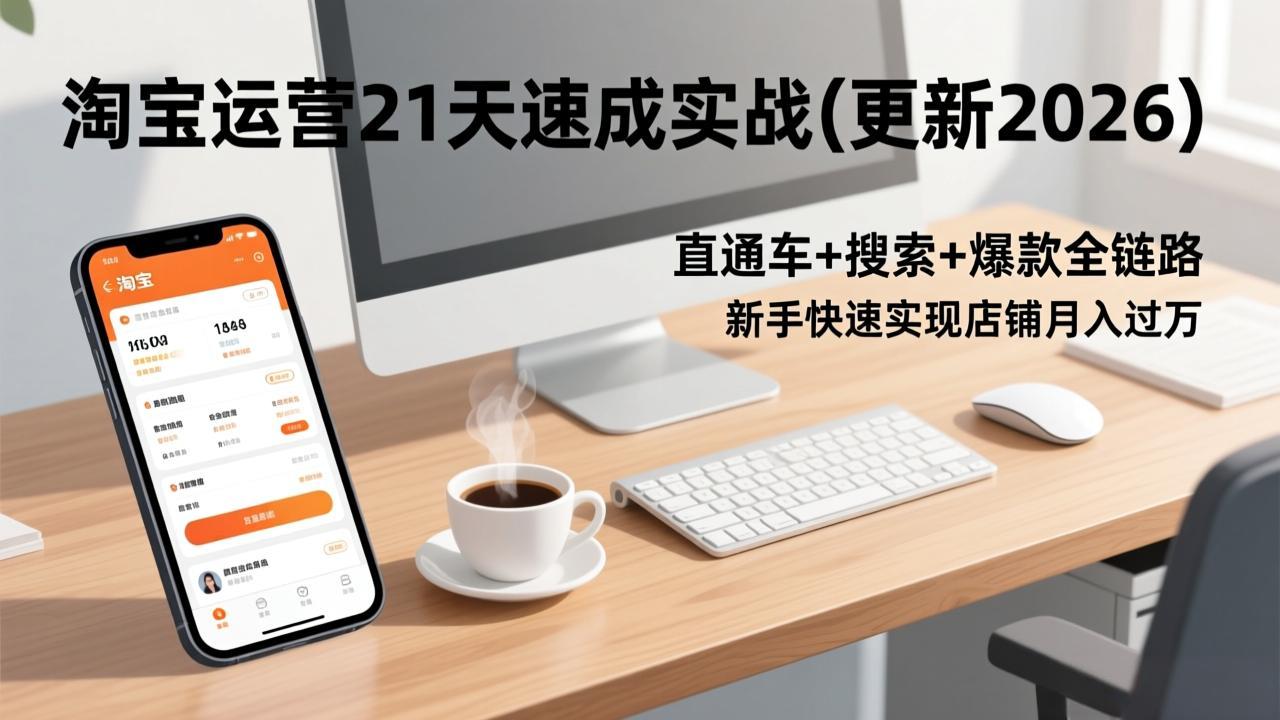 （17201期）淘宝运营21天速成实战(更新2026)，直通车+搜索+爆款全链路，新手快速实现店铺月入过万-九节课
