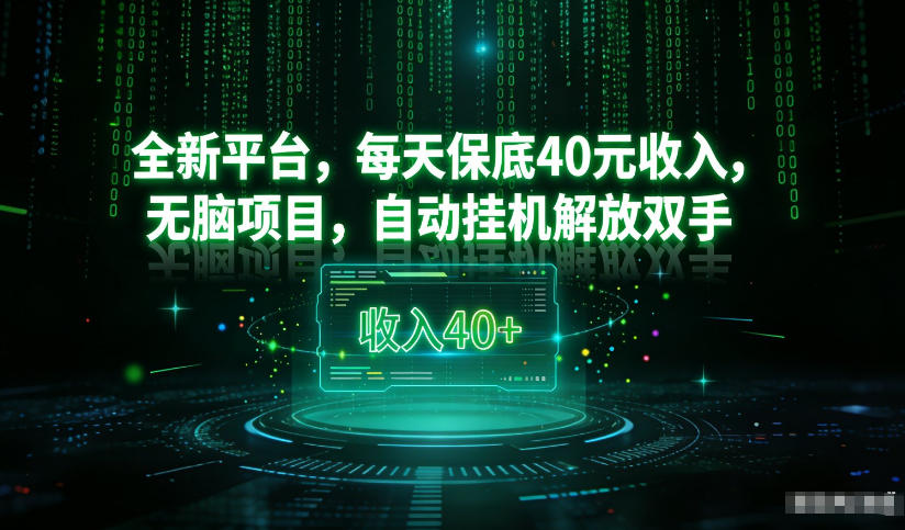 最新看广平台，每天保底30-4米，无脑项目，自动挂G解放双手【揭秘】-九节课