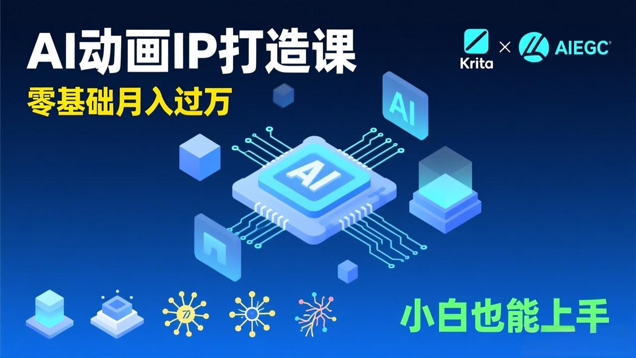 （17075期）AI动画新手变现课，Krita+AIGC、模型训练、商单资源，零基础月入过万，小白也能上手-九节课