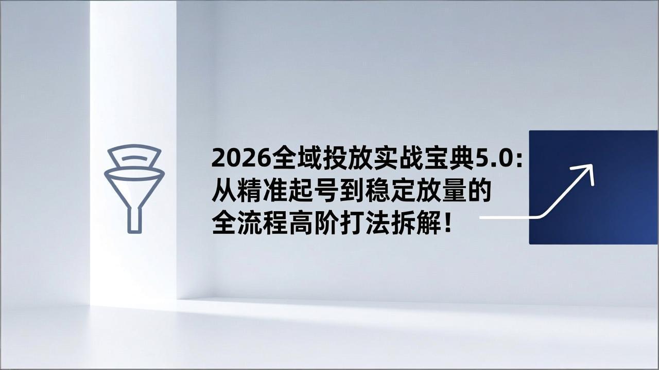 （17156期）2026全域投放实战宝典5.0：从精准起号到稳定放量的全流程高阶打法拆解！-九节课