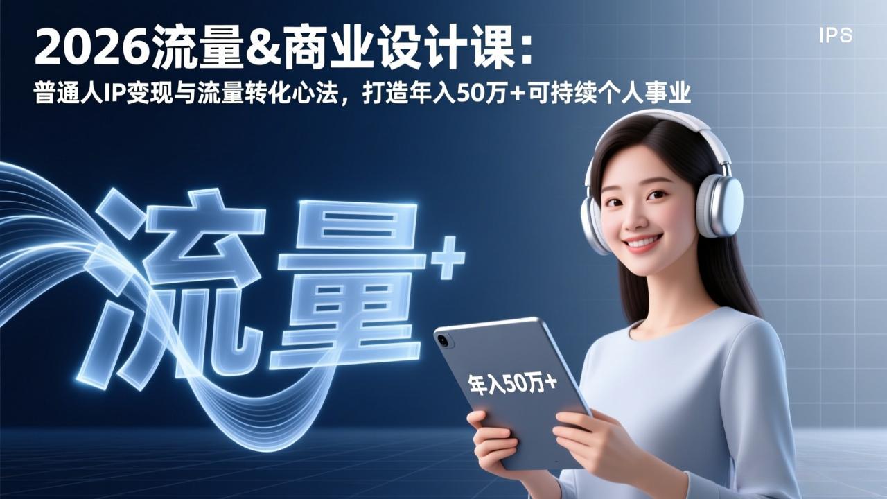 （17246期）2026流量&商业设计课：普通人IP变现与流量转化心法，打造年入50万+可持续个人事业-九节课