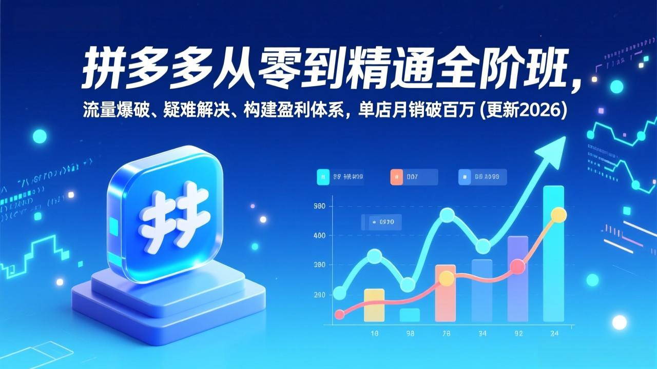 （17148期）拼多多从零到精通全阶班，流量爆破、疑难解决，构建盈利体系，单店月销破百万(更新2026)-九节课