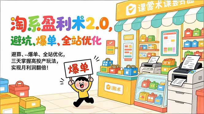 (17127期)淘系盈利术2.0,避坑、爆单、全站优化,三天掌握高投产玩法,实现月利润翻倍!-九节课