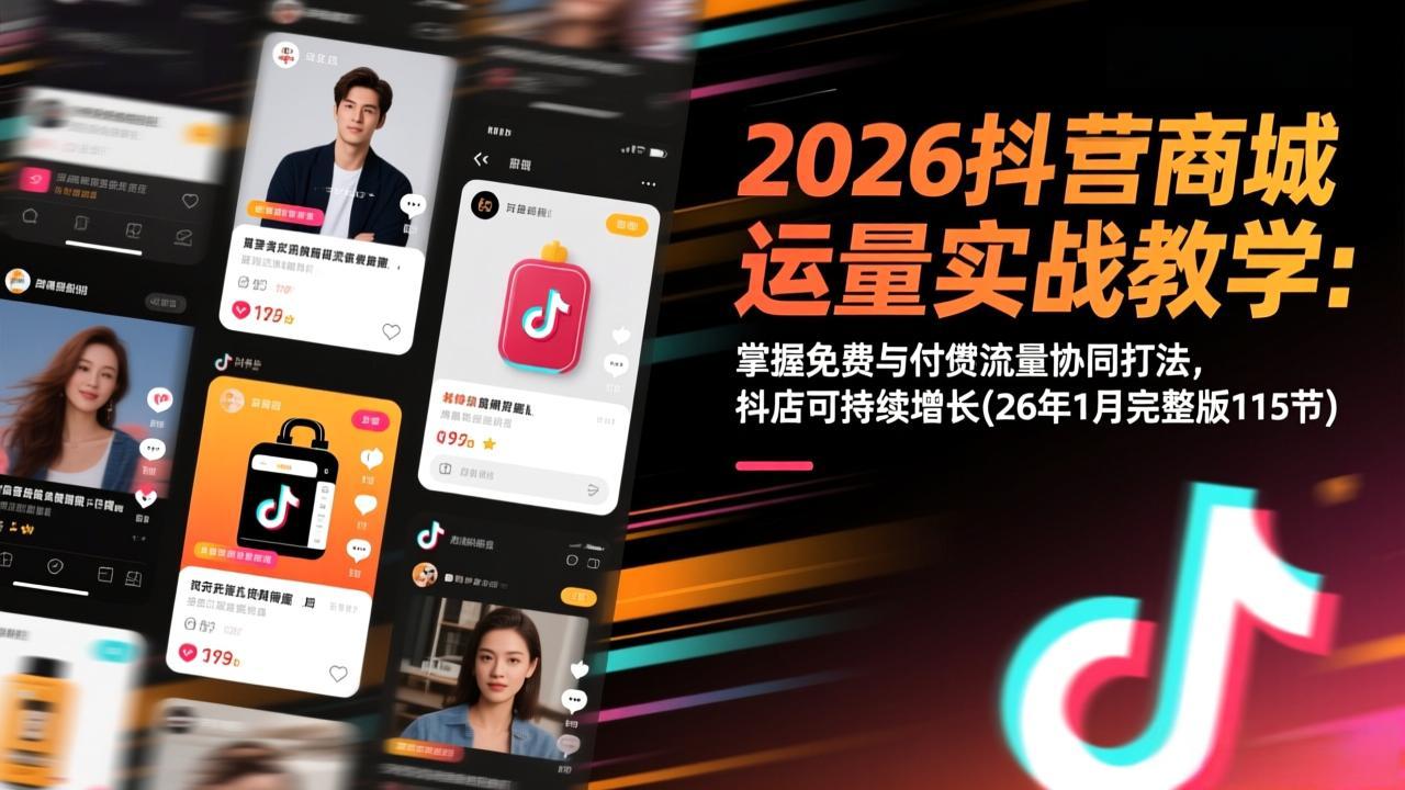 （17165期）2026抖音商城运营实战教学：掌握免费与付费流量协同打法，抖店可持续增长(26年1月完整版115节)-九节课