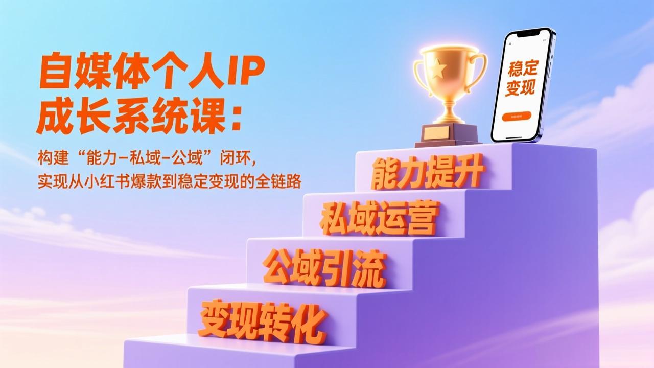 （17192期）自媒体个人IP成长系统课：构建“能力-私域-公域”闭环，实现从小红书爆款到稳定变现的全链路-九节课
