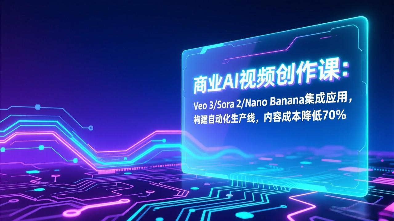 （17070期）商业AI视频创作课：Veo 3/Sora 2/Nano Banana集成应用，构建自动化生产线，内容成本降低70%-九节课