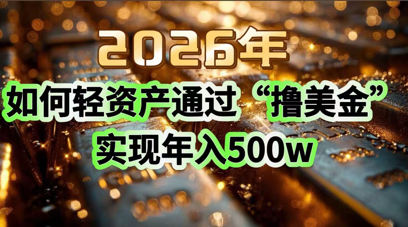 （17033期）2026年如何轻资产通过“撸美金”实现年入500w-九节课