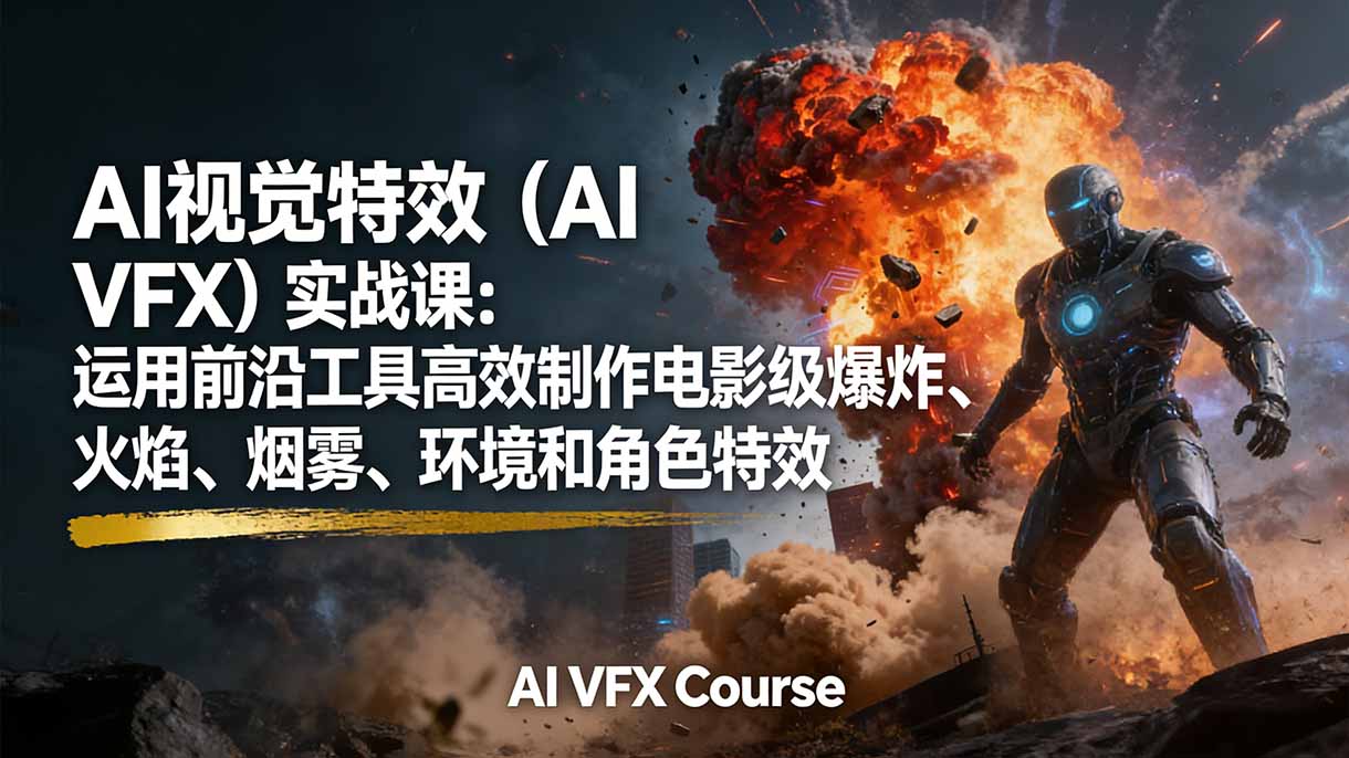 （17212期）AI视觉特效（AI VFX）实战课：运用前沿工具高效制作电影级爆炸、火焰、烟雾、环境和角色特效-九节课