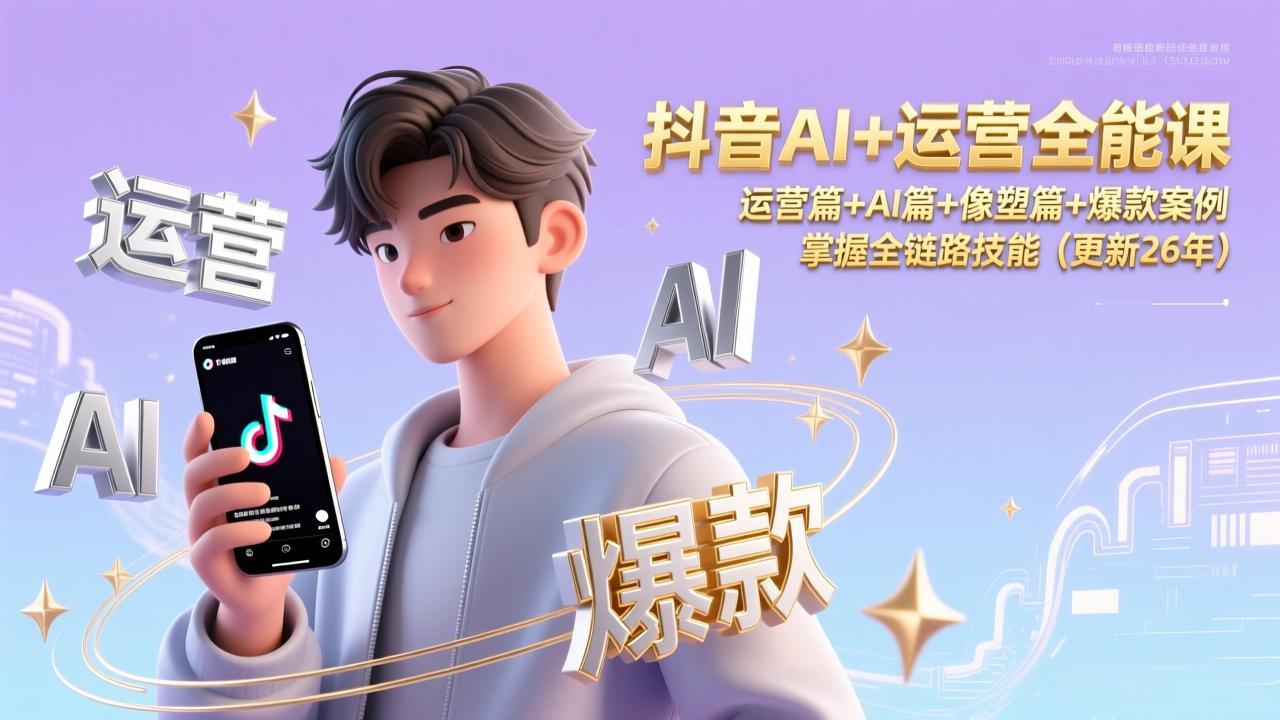 （17078期）抖音AI+运营全能课，运营篇+AI篇+像塑篇+爆款案例，掌握全链路技能（更新26年）-九节课