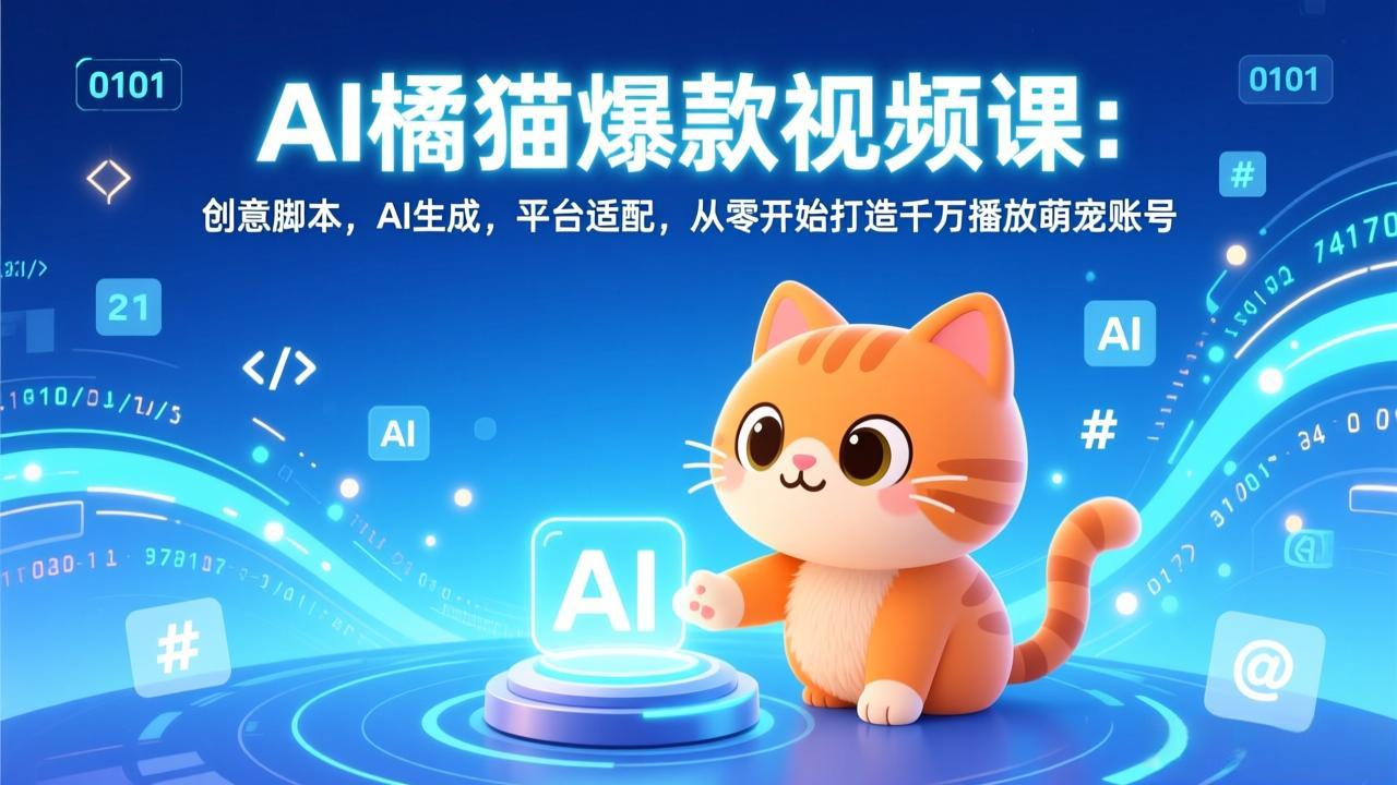 （17091期）AI橘猫爆款视频课：创意脚本，AI生成，平台适配，从零开始打造千万播放萌宠账号-九节课