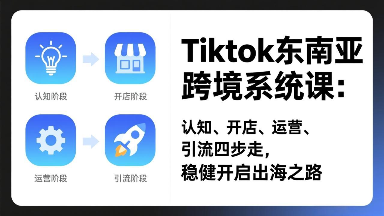 （17243期）TikTok东南亚跨境系统课：认知、开店、运营、引流四步走，稳健开启出海之路-九节课