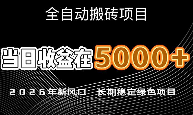 （17115期）2026年新风口赛道，当日6000+以上，可批量放大，月收入20万+，长期绿色稳定的项目-九节课
