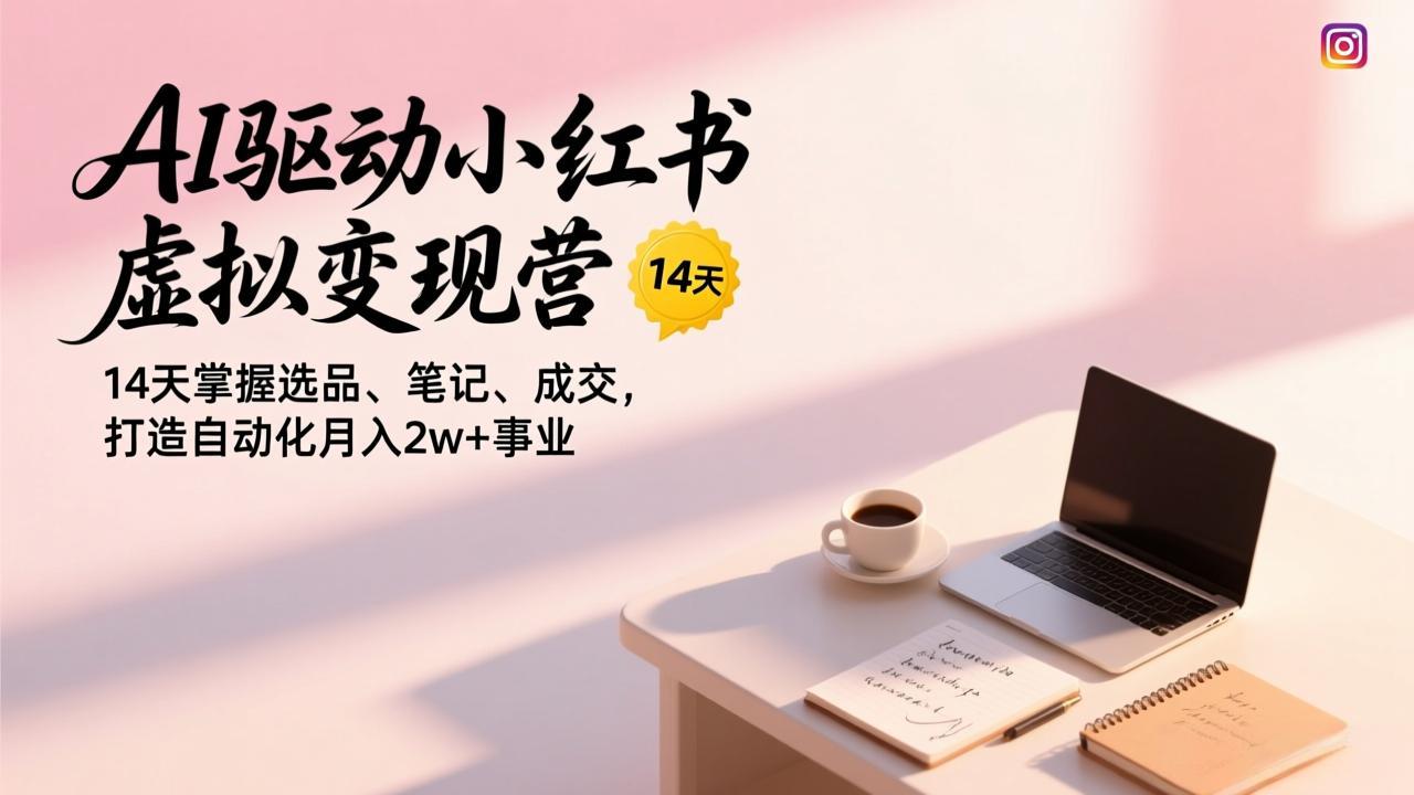 （17204期）AI驱动小红书虚拟变现营，14天掌握选品、笔记、成交，打造自动化月入2w+事业-九节课