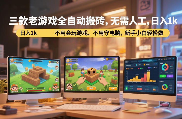 三款老游戏全自动搬砖，无需人工，日入1k，不用会玩游戏、不用守电脑，新手小白轻松做【揭秘】-九节课