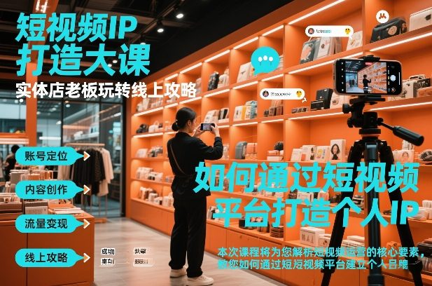 短视频ip打造大课，实体店老板玩转线上攻略-九节课