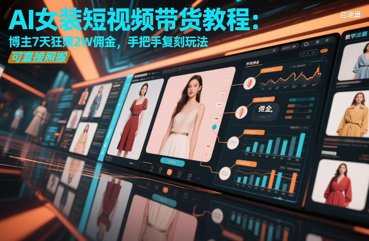 AI女装短视频带货教程：博主7天狂賺2W佣金，手把手复刻玩法，可直接照搬-九节课