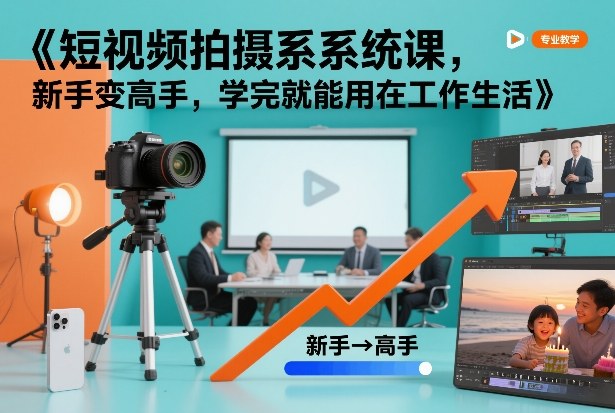 短视频拍摄系统课，新手变高手，学完就能用在工作生活-九节课