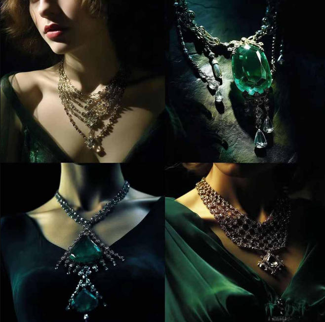 图片[3]-460+专业Midjourney珠宝摄影AI提示词戒指，项链-耳环-手链-宝石等，立即开始创作珠宝艺术-九节课