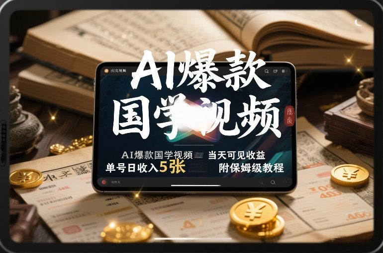 AI爆款国学视频,独家起号方法,小白直接上手,当天可见收益,单号日收入5张+附保姆级教程-九节课